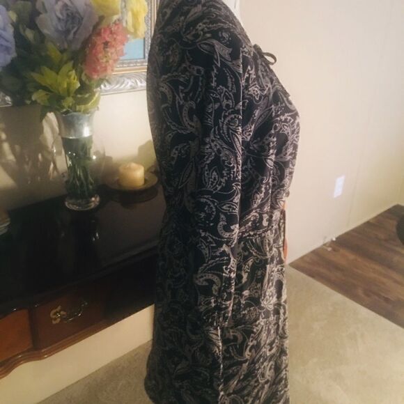 Gap Black Tan Flowers Dress Tie Front Small - Picture 5 of 10